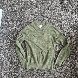 Green Cotton Crewneck Sweater
